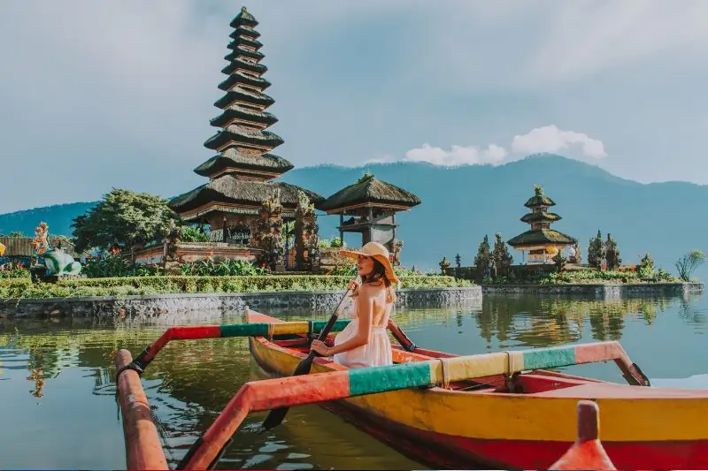 Beautiful Girl on a Boat In Bali, Indonesia