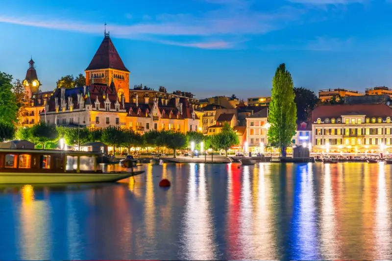 Night view of Lausanne, Switzerland