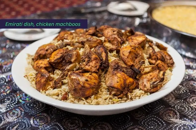 A traditional Emirati dish called chicken machboos, Dubai, United Arab Emirates