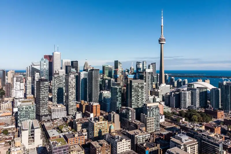 which one is better scotland or canada, Aerial View of Downtown Toronto on a Sunny Day, Ontario, Canada