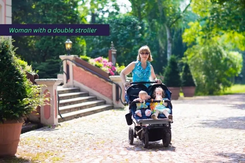 Woman with a double stroller